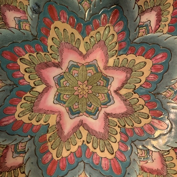 Andrea By Sadek 10" Decorative Bowl Floral Flower Print Mandala - Picture 2 of 6